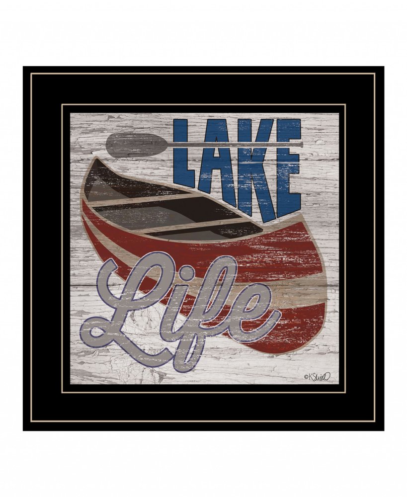 Lake Life Canoe 3 Black Framed Print Wall Art — view 2