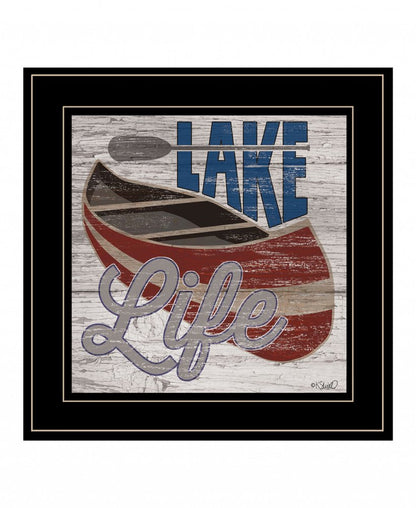 Lake Life Canoe 3 Black Framed Print Wall Art HomeRoots