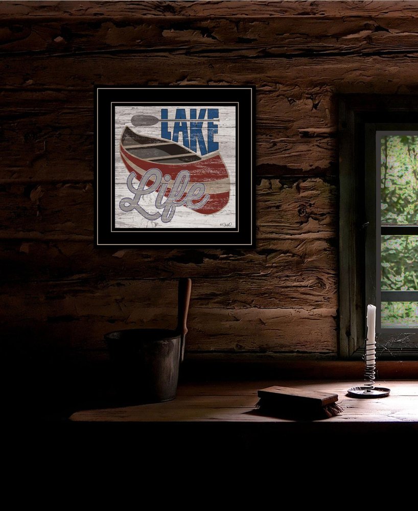 Lake Life Canoe 3 Black Framed Print Wall Art — view 5