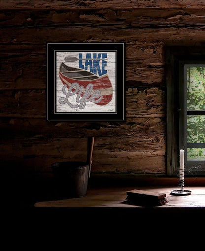 Lake Life Canoe 3 Black Framed Print Wall Art HomeRoots