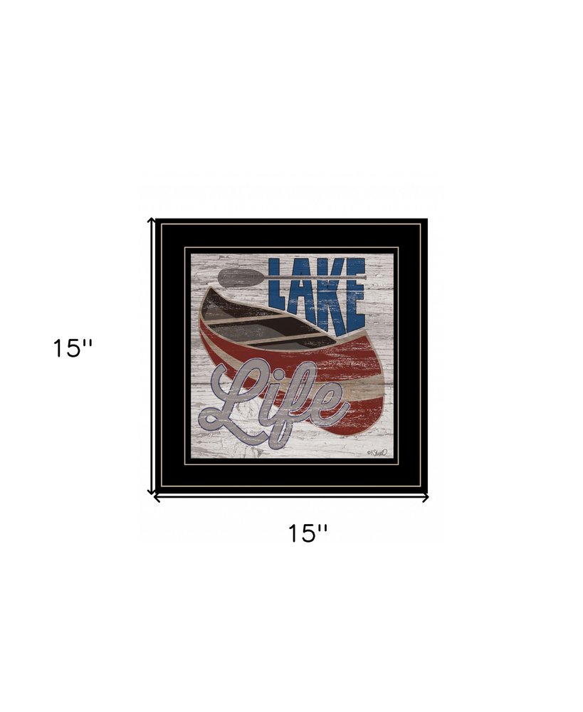 Lake Life Canoe 3 Black Framed Print Wall Art — view 6