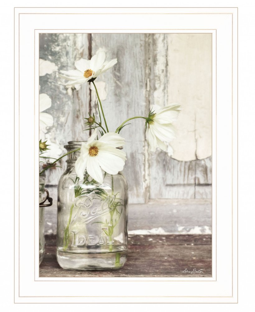 White Blossoms 1 White Framed Print Wall Art — view 1