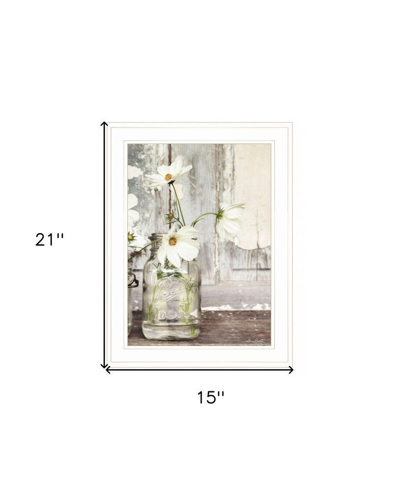 White Blossoms 1 White Framed Print Wall Art — view 4