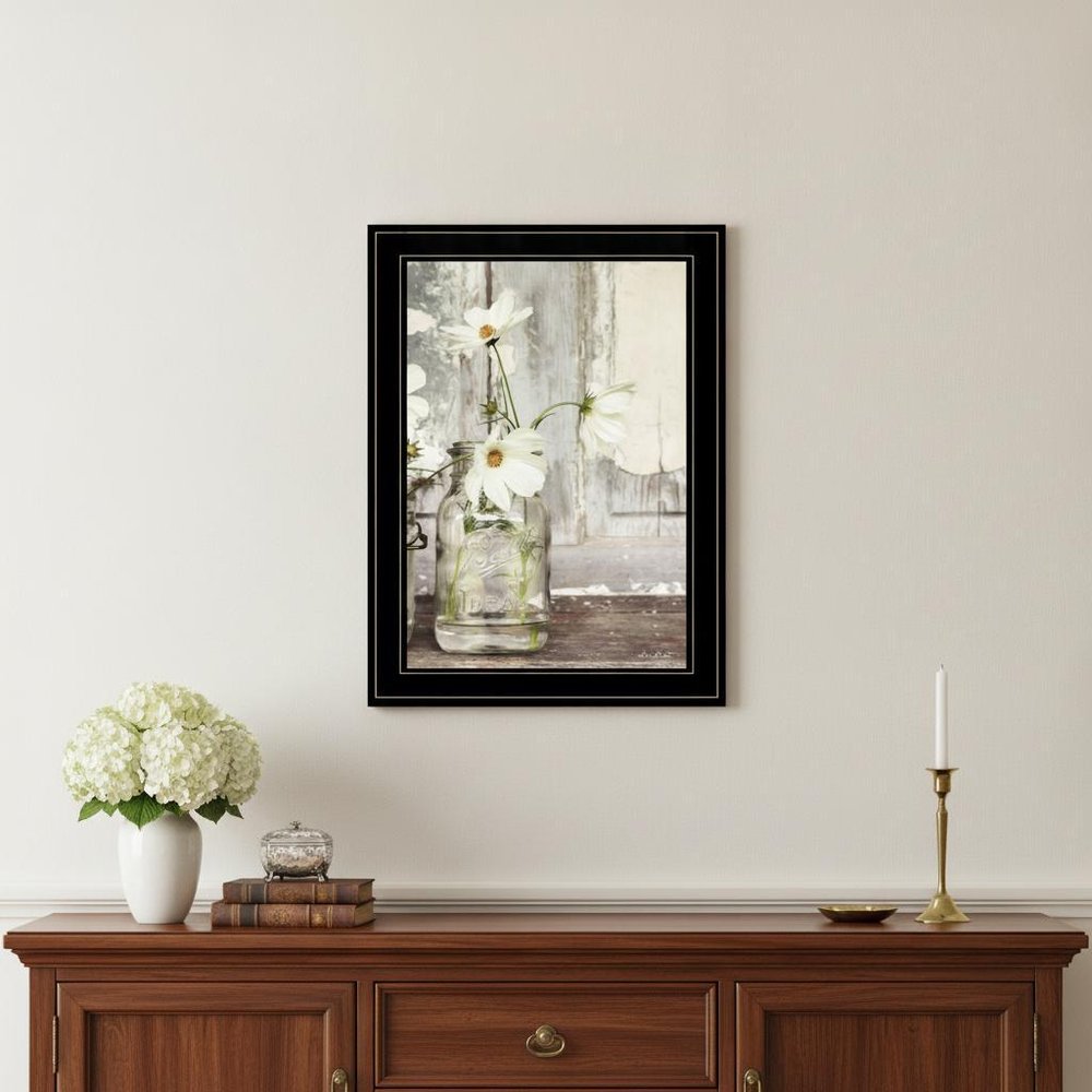 White Blossoms 2 Black Framed Print Wall Art — view 1