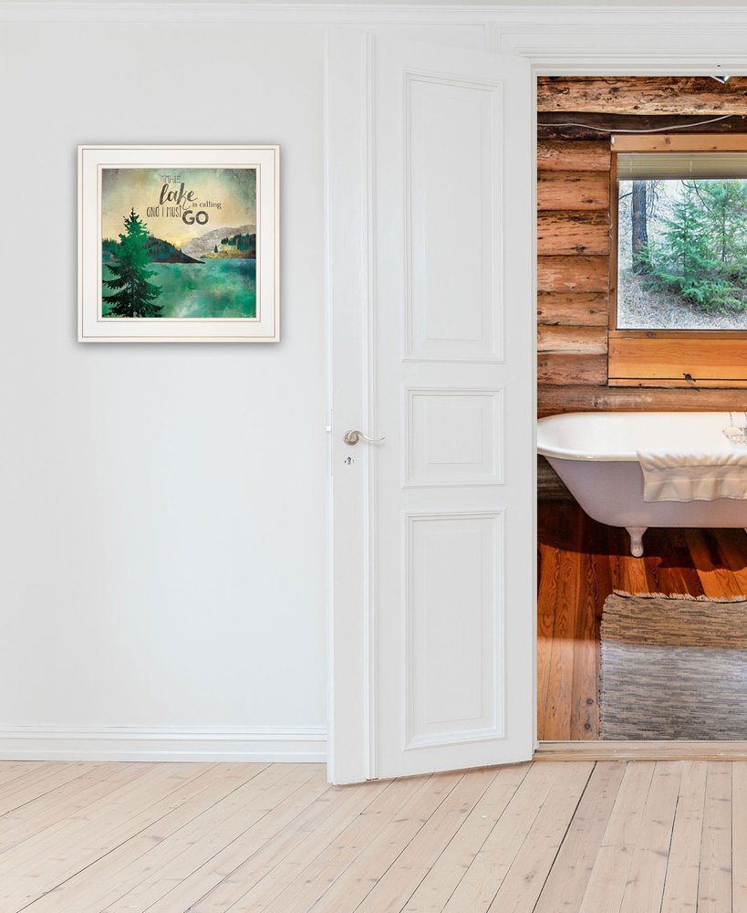 The Lake is Calling 1 White Framed Print Wall Art HomeRoots