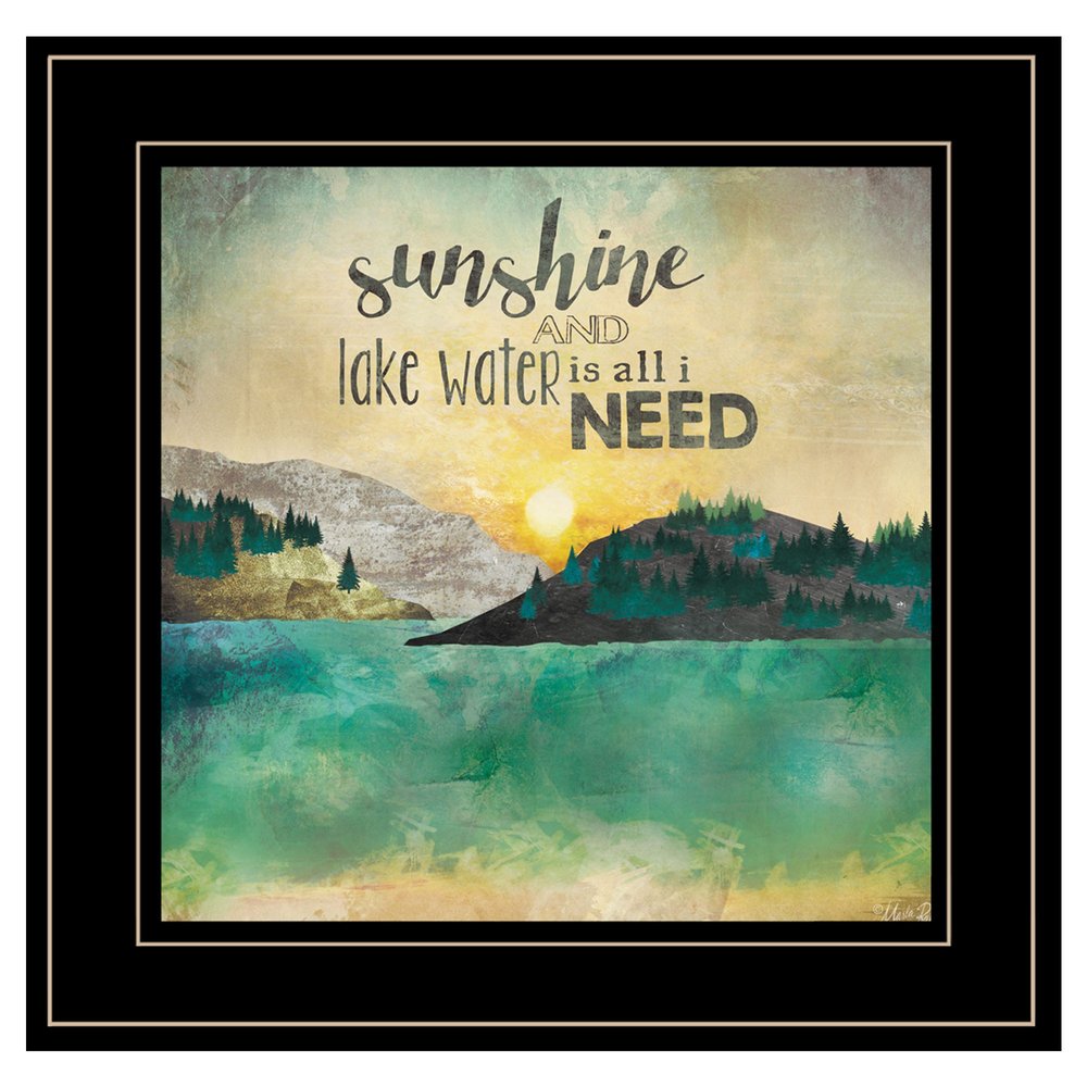 Sunshine And Lake Water 3 Black Framed Print Wall Art — view 1