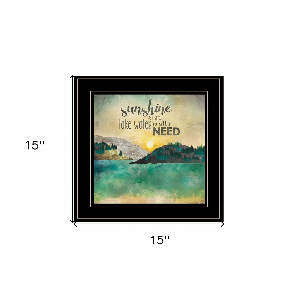 Sunshine And Lake Water 3 Black Framed Print Wall Art — view 4