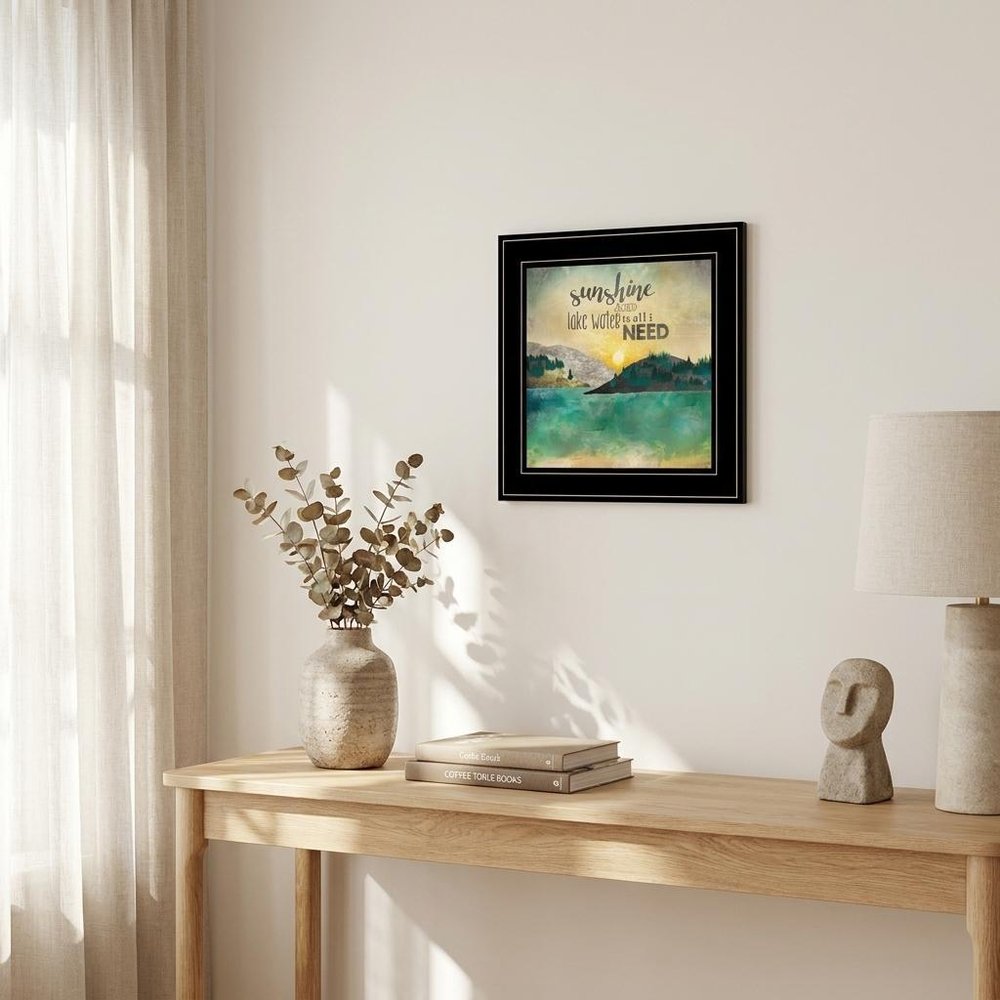 Sunshine And Lake Water 3 Black Framed Print Wall Art — view 5
