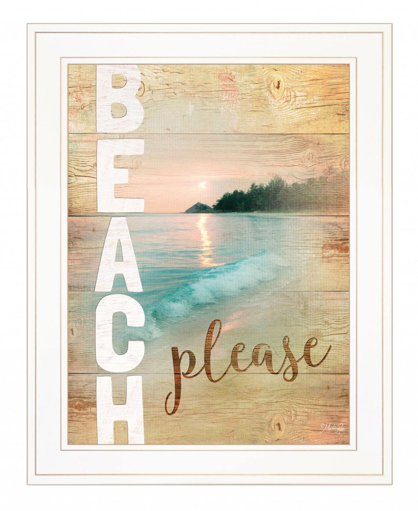 Beach Please 1 White Framed Print Wall Art — view 1