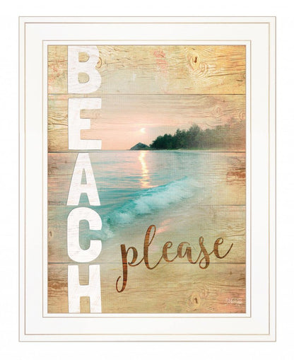 Beach Please 1 White Framed Print Wall Art HomeRoots