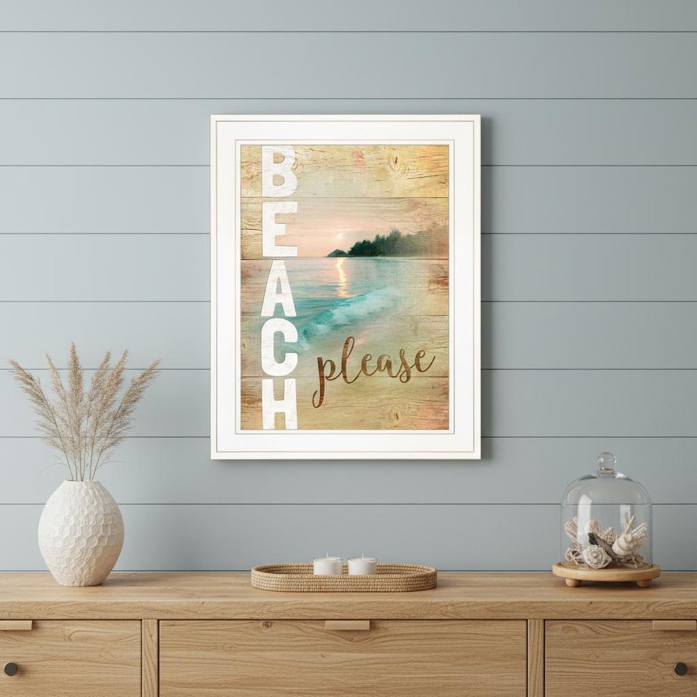 Beach Please 1 White Framed Print Wall Art HomeRoots