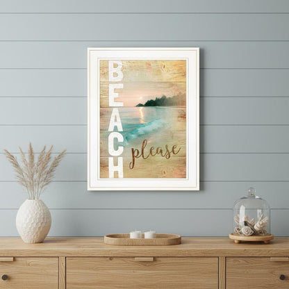 Beach Please 1 White Framed Print Wall Art HomeRoots