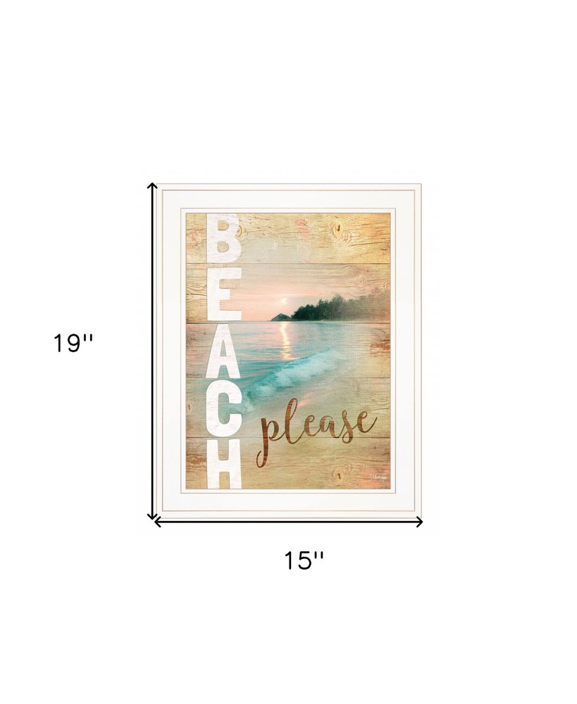 Beach Please 1 White Framed Print Wall Art — view 4