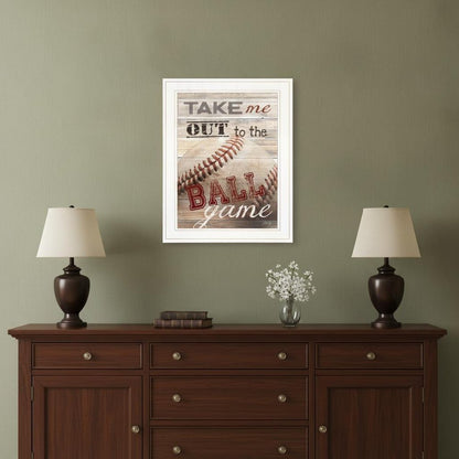 Take Me Out to the Ball Game 1 White Framed Print Wall Art HomeRoots