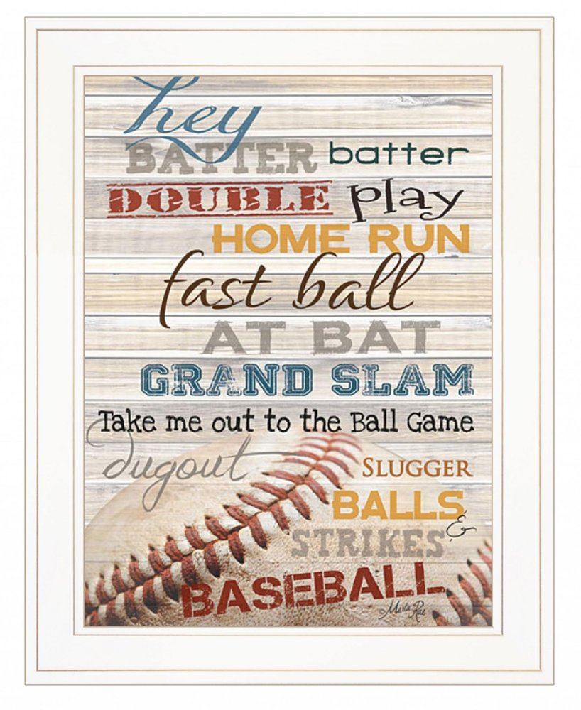 Hey Batter Batter 1 White Framed Print Wall Art — view 1