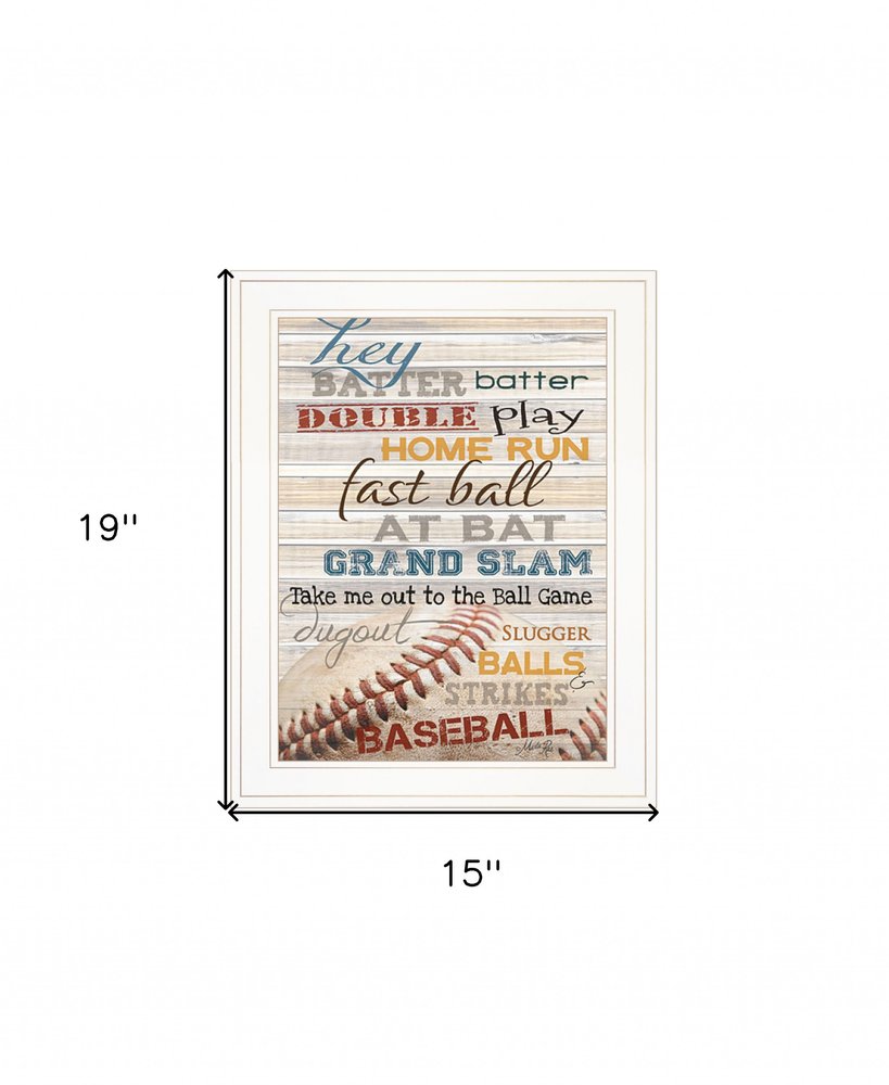 Hey Batter Batter 1 White Framed Print Wall Art — view 3