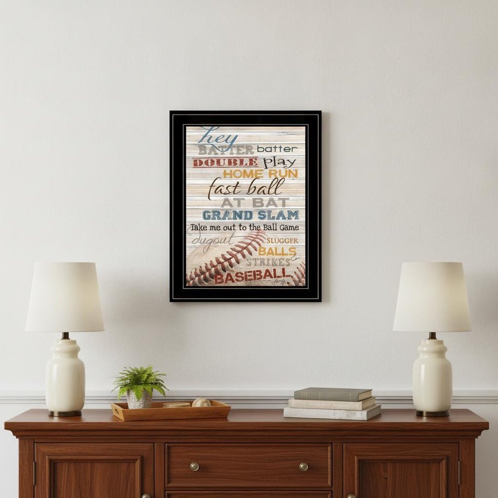 Hey Batter Batter 2 Black Framed Print Wall Art — view 1