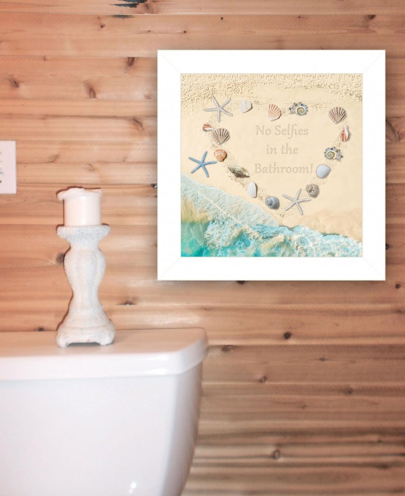 No Selfies in the Bathroom Sea 1 White Framed Print Bathroom Wall Art — view 5