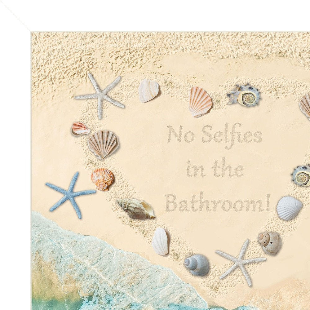 No Selfies in the Bathroom Sea 1 White Framed Print Bathroom Wall Art — view 3