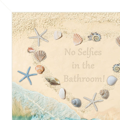 No Selfies in the Bathroom Sea 1 White Framed Print Bathroom Wall Art HomeRoots