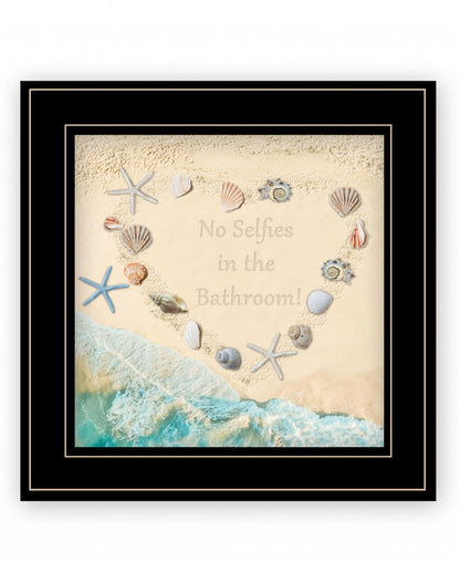 No Selfies in the Bathroom Sea 2 Black Framed Print Bathroom Wall Art HomeRoots