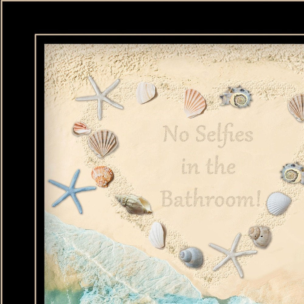 No Selfies in the Bathroom Sea 2 Black Framed Print Bathroom Wall Art HomeRoots