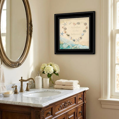 No Selfies in the Bathroom Sea 2 Black Framed Print Bathroom Wall Art HomeRoots