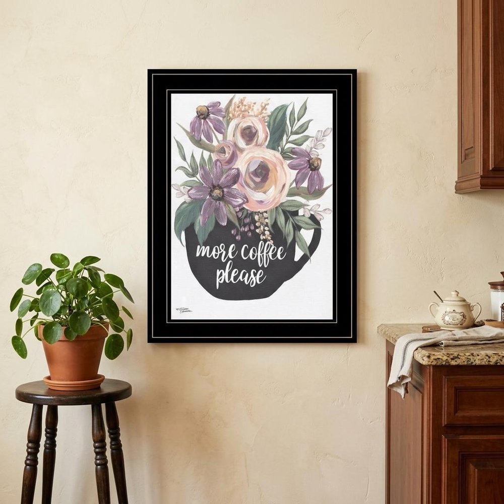 More Coffee Please 2 Black Framed Print Kitchen Wall Art — view 1