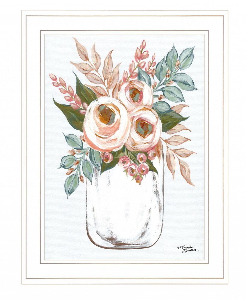 Floral Jar 1 White Framed Print Wall Art HomeRoots