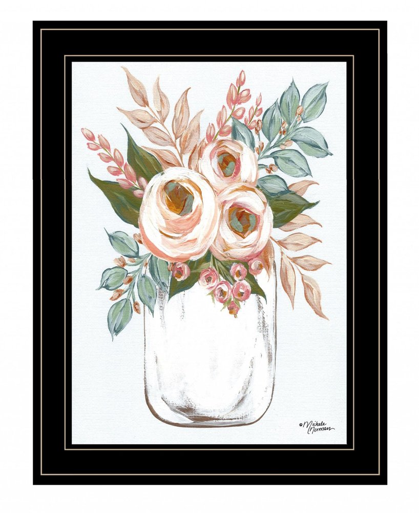 Floral Jar 2 Black Framed Print Wall Art HomeRoots