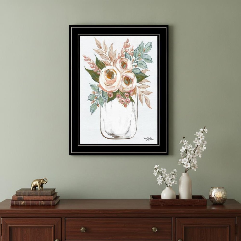 Floral Jar 2 Black Framed Print Wall Art HomeRoots