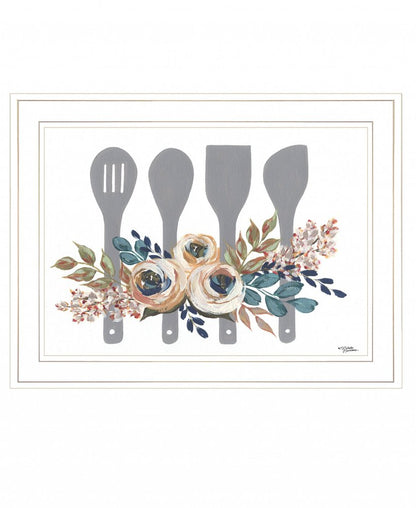 Fall Floral Baking Utensils 1 White Framed Print Kitchen Wall Art HomeRoots