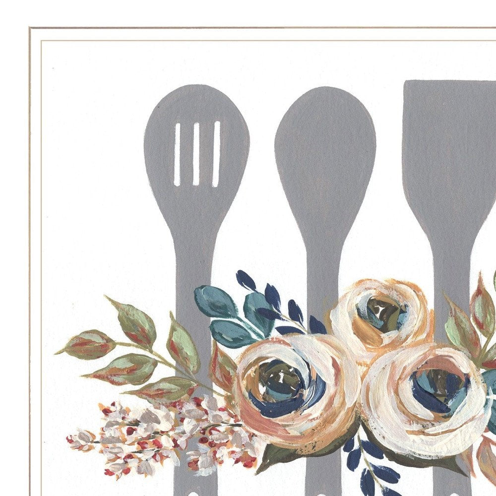 Fall Floral Baking Utensils 1 White Framed Print Kitchen Wall Art HomeRoots
