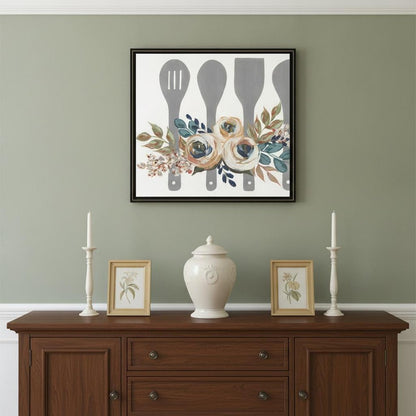Fall Floral Baking Utensils 2 Black Framed Print Kitchen Wall Art HomeRoots