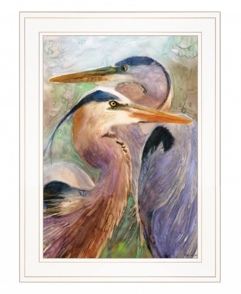 Blue Heron Duet 1 White Framed Print Wall Art — view 3