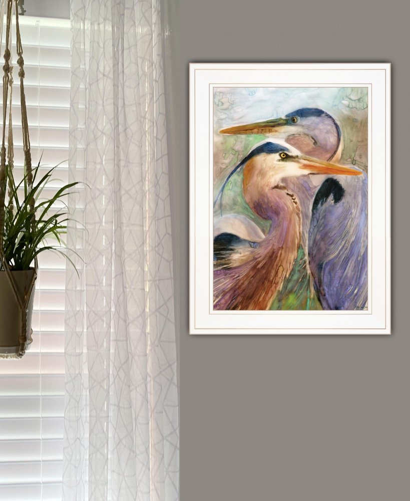 Blue Heron Duet 1 White Framed Print Wall Art HomeRoots