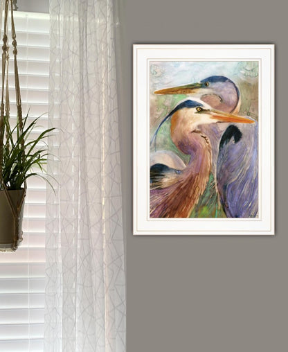 Blue Heron Duet 1 White Framed Print Wall Art HomeRoots