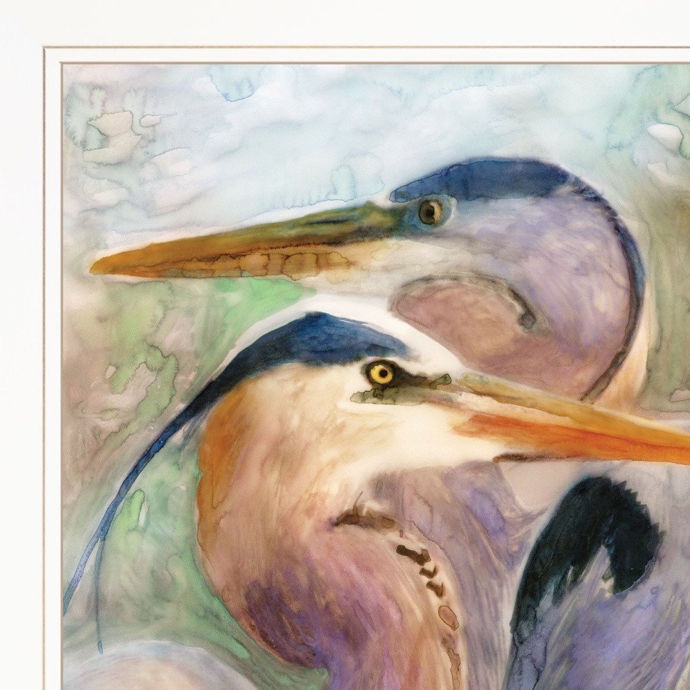 Blue Heron Duet 1 White Framed Print Wall Art HomeRoots