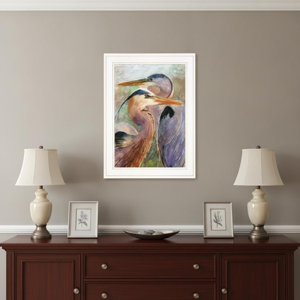 Blue Heron Duet 1 White Framed Print Wall Art — view 1