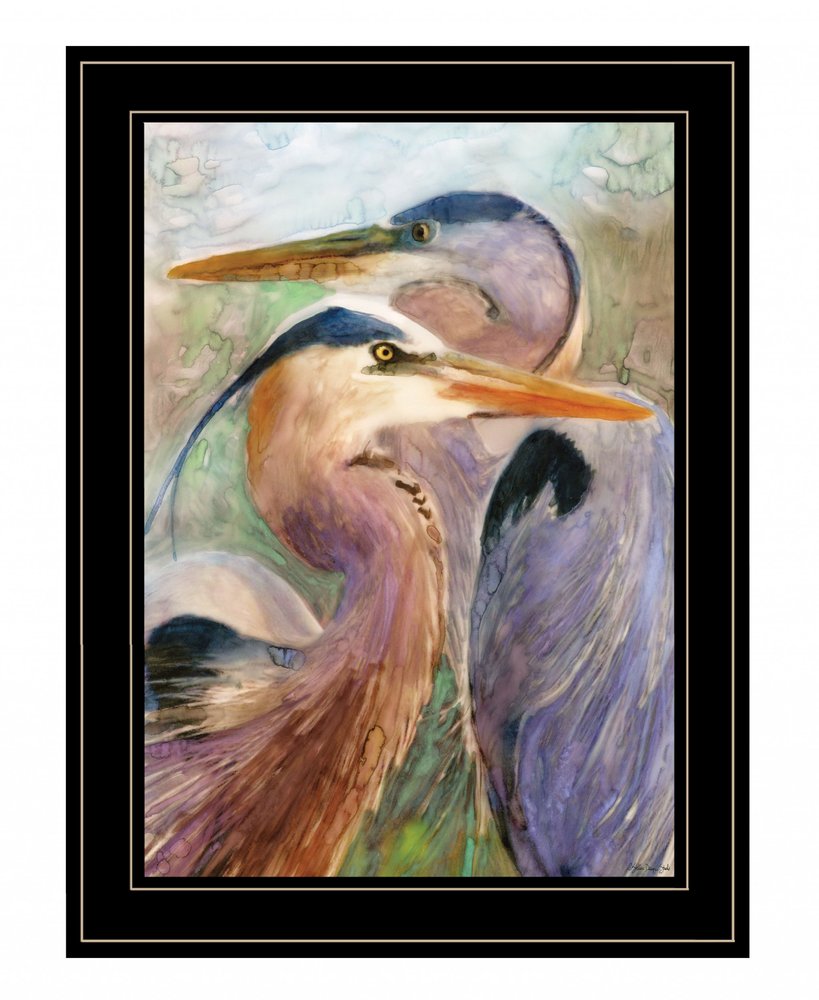 Blue Heron Duet 2 Black Framed Print Wall Art — view 1