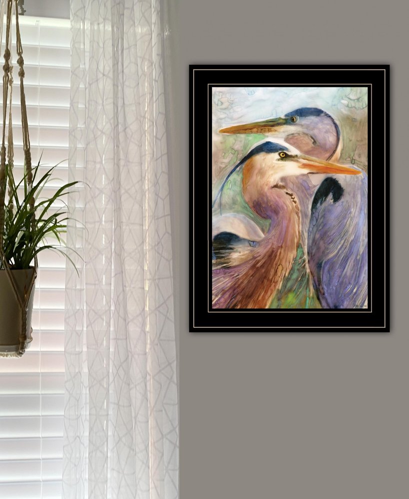 Blue Heron Duet 2 Black Framed Print Wall Art HomeRoots
