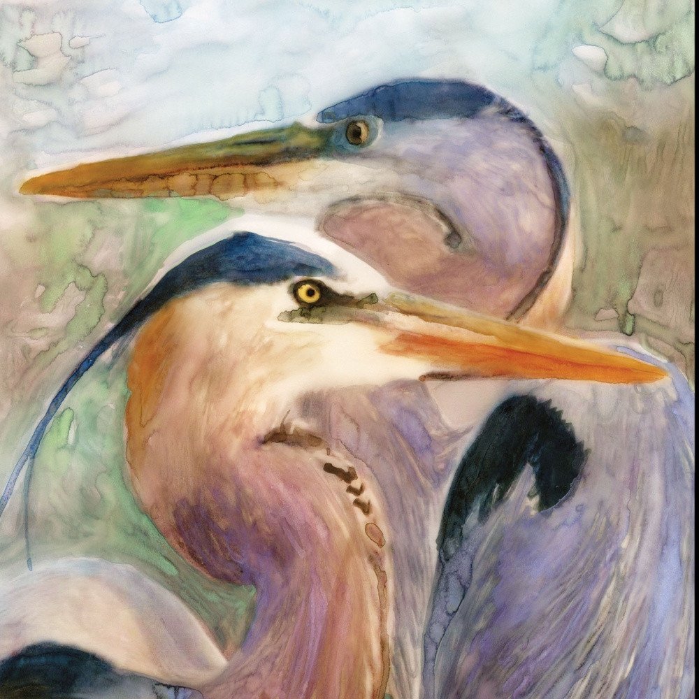 Blue Heron Duet 2 Black Framed Print Wall Art — view 4
