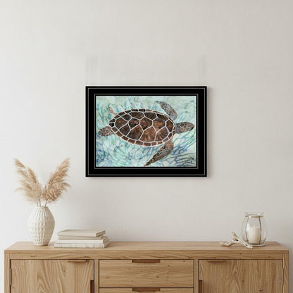 Sea Turtles Collage 1 Black Framed Print Wall Art HomeRoots