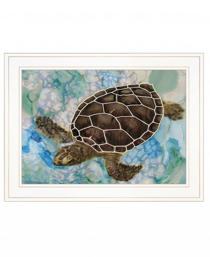 Sea Turtles Collage II 1 White Framed Print Wall Art HomeRoots