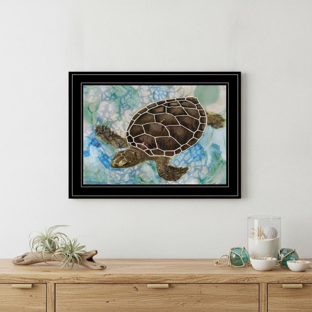 Sea Turtles Collage II 2 Black Framed Print Wall Art — view 1