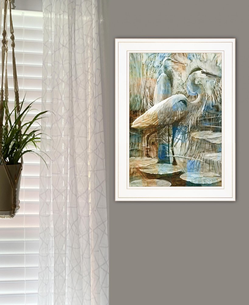 Marsh Herons I 1 White Framed Print Wall Art — view 5