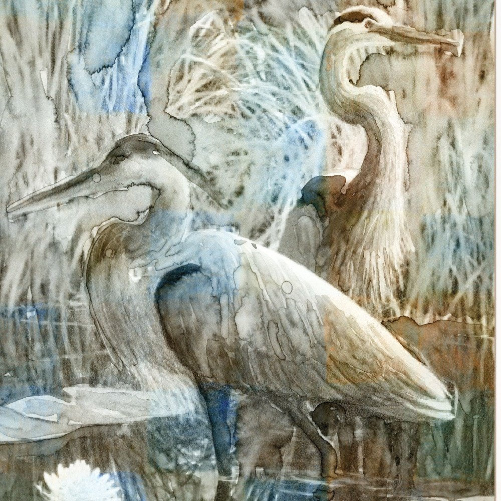 Marsh Herons II 1 White Framed Print Wall Art HomeRoots