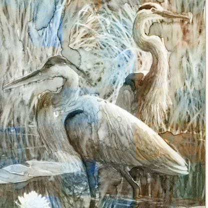 Marsh Herons II 1 White Framed Print Wall Art HomeRoots