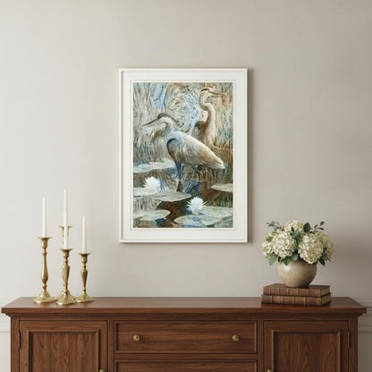 Marsh Herons II 1 White Framed Print Wall Art HomeRoots