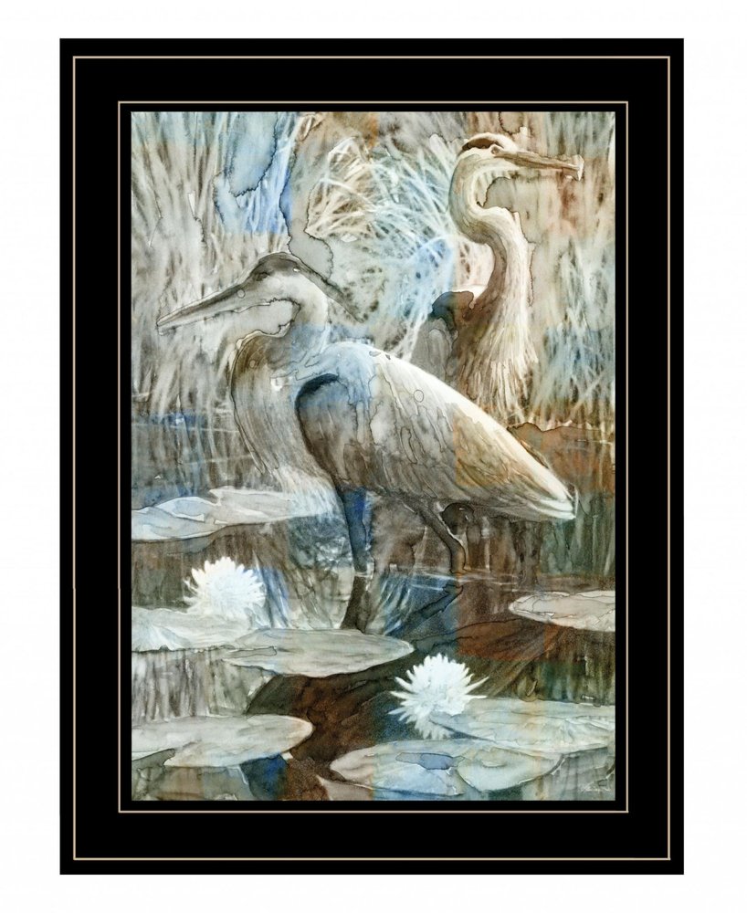 Marsh Herons II 2 Black Framed Print Wall Art HomeRoots